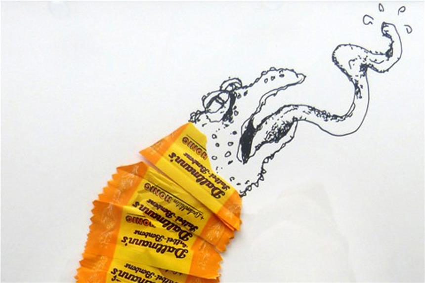 „Ich will, dass gelacht und sich bepisst wird in der Kunst“ „Hustenfrosch“ (Ausschnitt vom Hochformat), extra für die Ausstellung im Kunstbonbon angefertigt.