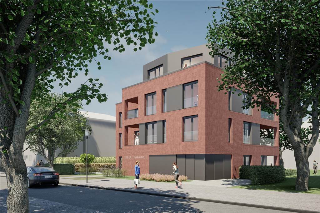 Ex-Mercedes-Fläche in Lünen: Auf Nachbargrundstück entsteht moderne Stadtvilla Im Erdgeschoss der Stadtvilla befindet sich auch die Einfahrt zu der Tiefgarage.