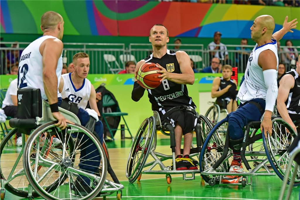 Im Jahr 2016 nahm André Bienek zum dritten Mal an den Paralympics teil. Hier im Spiel gegen Großbritannien.