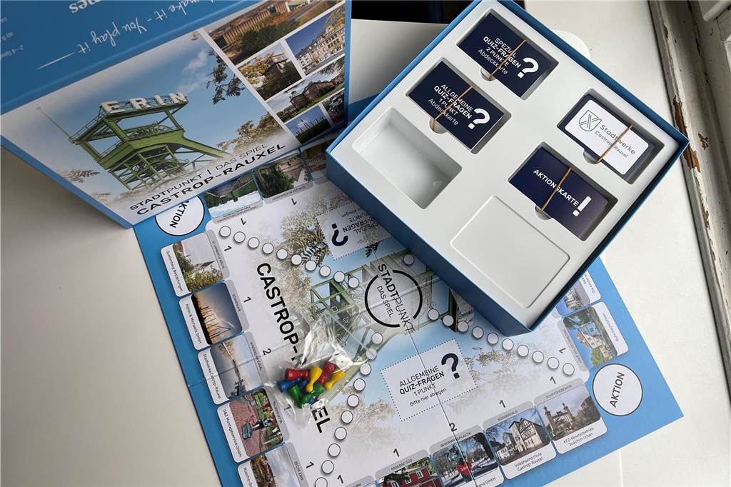 Brettspiel für Heimat-Kenner: StadtPunkt ab sofort im Handel erhältlich Im Kasten stecken ein Spielbrett, viele Quiz- und Aktions-Karten, ein Würfel, acht Spielfiguren und hoffentlich jede Menge Spielspaß.
