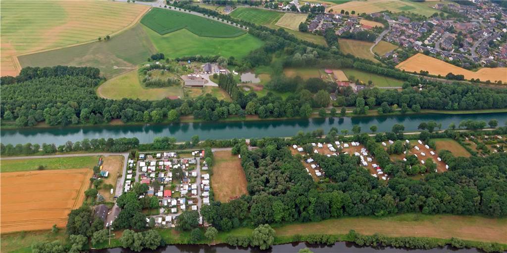 Dauerwohnen auf Schermbecker Campingplatz soll unterbunden werden Ein Luftbild vom Campingplatz Sybergshof