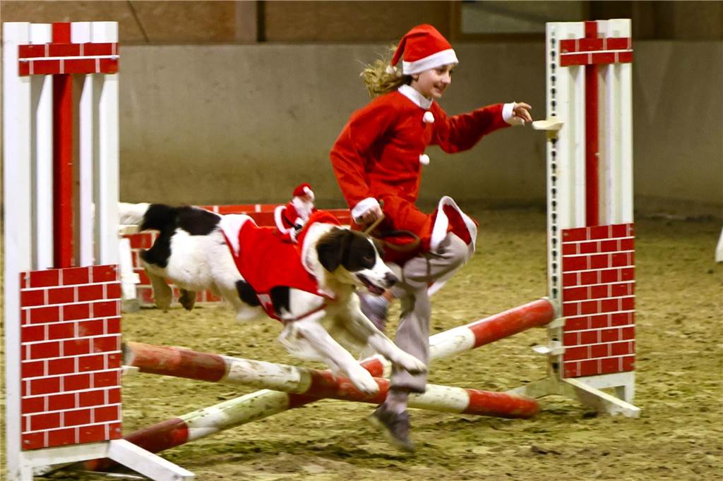 Im Schlitten und mit einem Engel kam der Nikolaus in die Reithalle. Die Vereinsjugend unterhielt mit einem Reitprogramm, es gab Weihnachtsgedichte und es wurde gesungen.