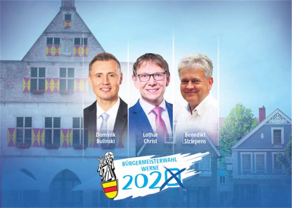 Kämpft Lothar Christ 2025 erneut um sein Amt als Bürgermeister? Im September 2020 konnte sich Lothar Christ schon im ersten Wahlgang die absolute Mehrheit sichern und sich gegen Dominik Bulinski (CDU; l.) und Benedikt Striepens (Grüne; r.) durchsetzen.