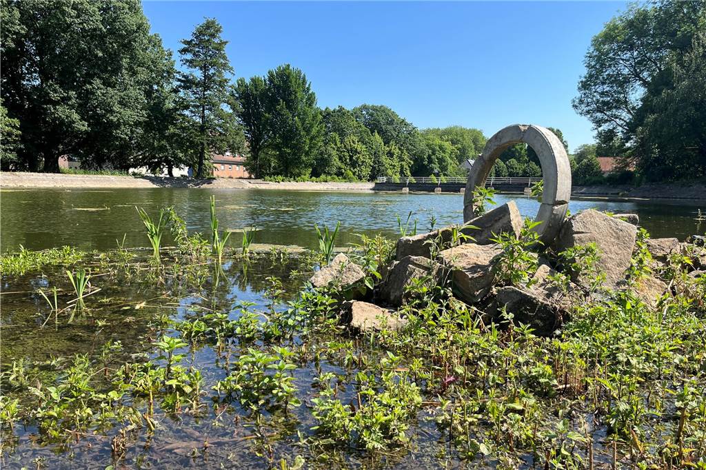 Gondelteich im Stadtgarten wird teilweise wieder mit Wasser gefüllt Im September 2023 sollen alle Arbeiten am Stadtgarten und am Gondelteich abgeschlossen sein.