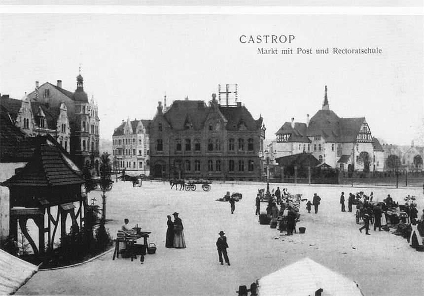 Historischer Fund am Markt: Gutachter angefordert Im Stadtarchiv liegt diese historische Postkarte, auf die uns Leser Heinrich Wortmann aufmerksam gemacht hat. Sie ist ein Hinweis auf den Fund auf der Baustelle am Castroper Markt.