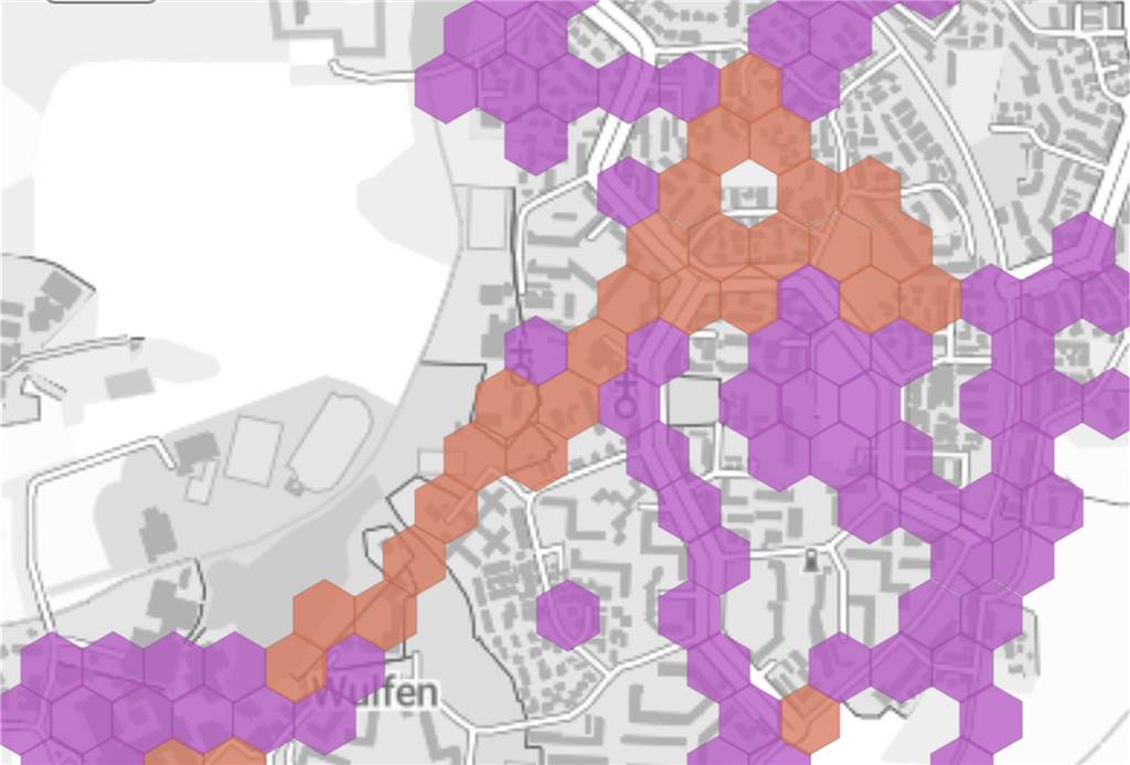 Funklöcher in Dorsten: Deutlich schnelleres Netz in zwei Stadtteilen Der Kartenausschnitt zeigt den Stadtteil Wulfen.