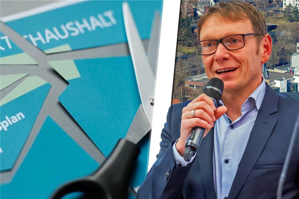 Montage: Wernes Bürgermeister Lothar Christ und der Haushaltsplan.