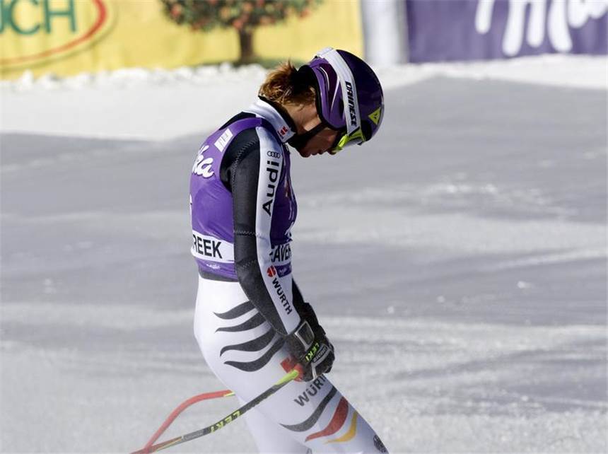 Höfl-Riesch frustrierte 21. - Vonns Viererpack Im Ziel ist Maria Höfl-Riesch mächtig frustriert. Foto: John G. Mabanglo