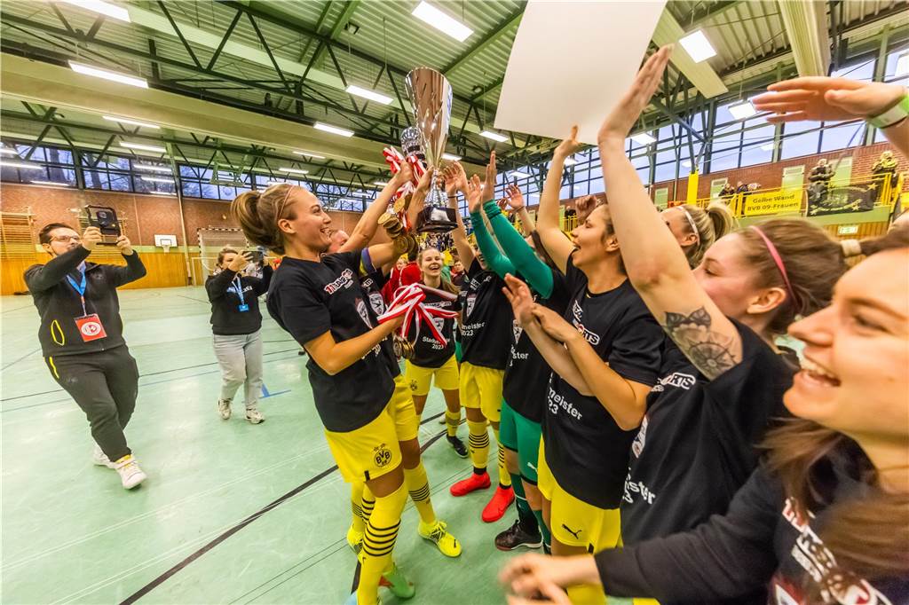 Impression vom Finaltag beim Dortmunder Hallenmasters der Frauen. Borussia Dortmund setzte sich im Finale gegen den TV Brechten durch und feierte den Sieg.