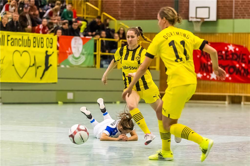 Impression vom Finaltag beim Dortmunder Hallenmasters der Frauen. Borussia Dortmund setzte sich im Finale gegen den TV Brechten durch und feierte den Sieg.