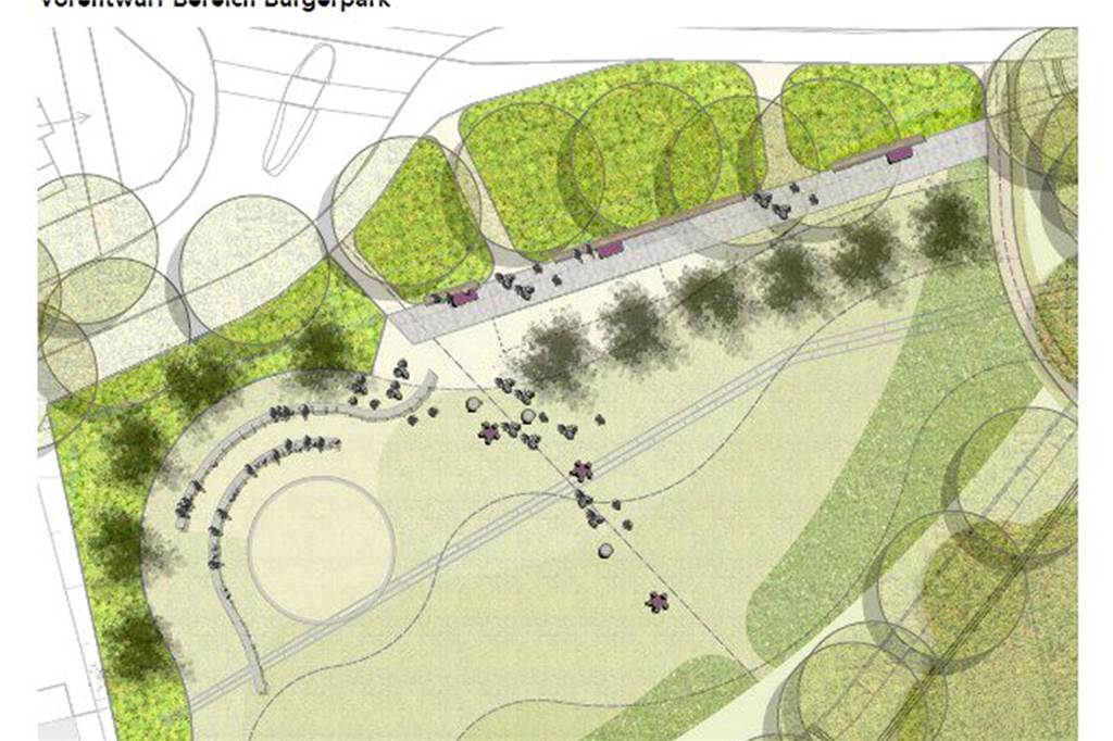 Bürgerforum Rhade: Weiter Ärger über Bebauung und Engpass In dem kleinen Park „Forks Busch" an der Lembecker Straße soll das Gelände in mehrere Ebenen angehäuft und mit neuen Zugängen versorgt werden. Geplant ist auch ein kleines Amphitheater für Veranstaltungen.