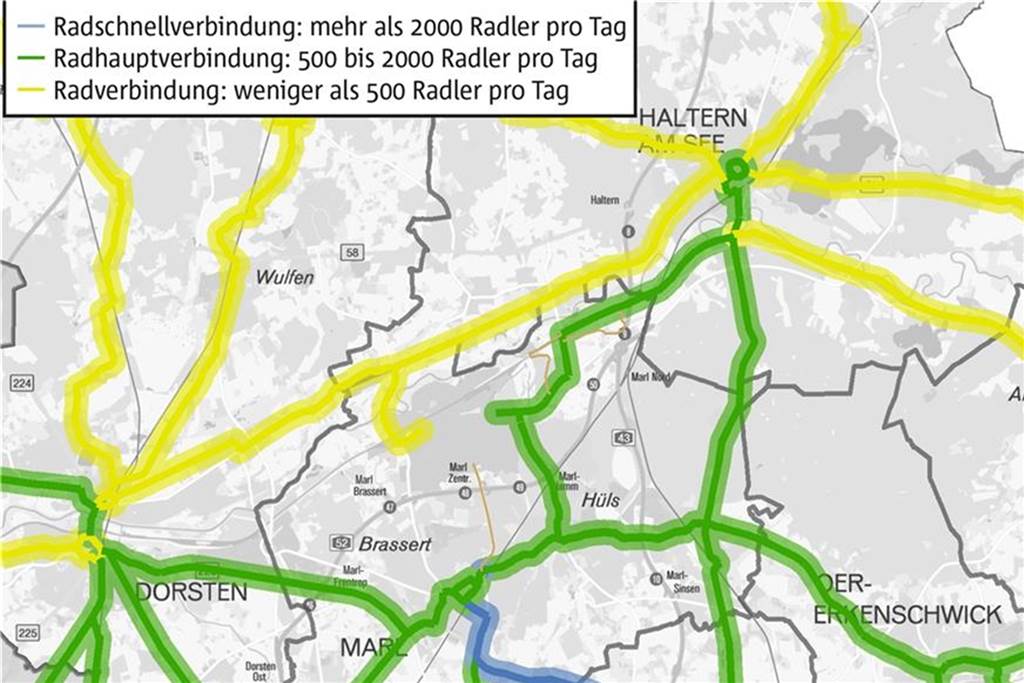 „Lebensgefährlich“: SPD fordert Radweg an viel befahrener Bundesstraße In den Plänen für das künftige RVR-Radwege-Netz ist kein Radweg entlang der B 58 und damit auch keine West-Ost-Verbindung für den Dorstener Norden vorgesehen.