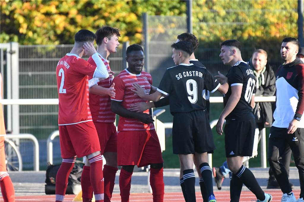 Fünf Spiele, fast 100 Fotos : Impressionen vom 14. Spieltag in Castrop-Rauxel In der Bezirksliga kam die SG Castrop nach einem 0:2 gegen Schlusslicht TuS Hattingen zu einem 2:2.