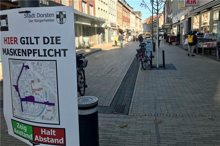 Maskenpflicht in der Dorstener Fußgängerzone verlängert In der Fußgängerzone gilt weiterhin Maskenpflicht.