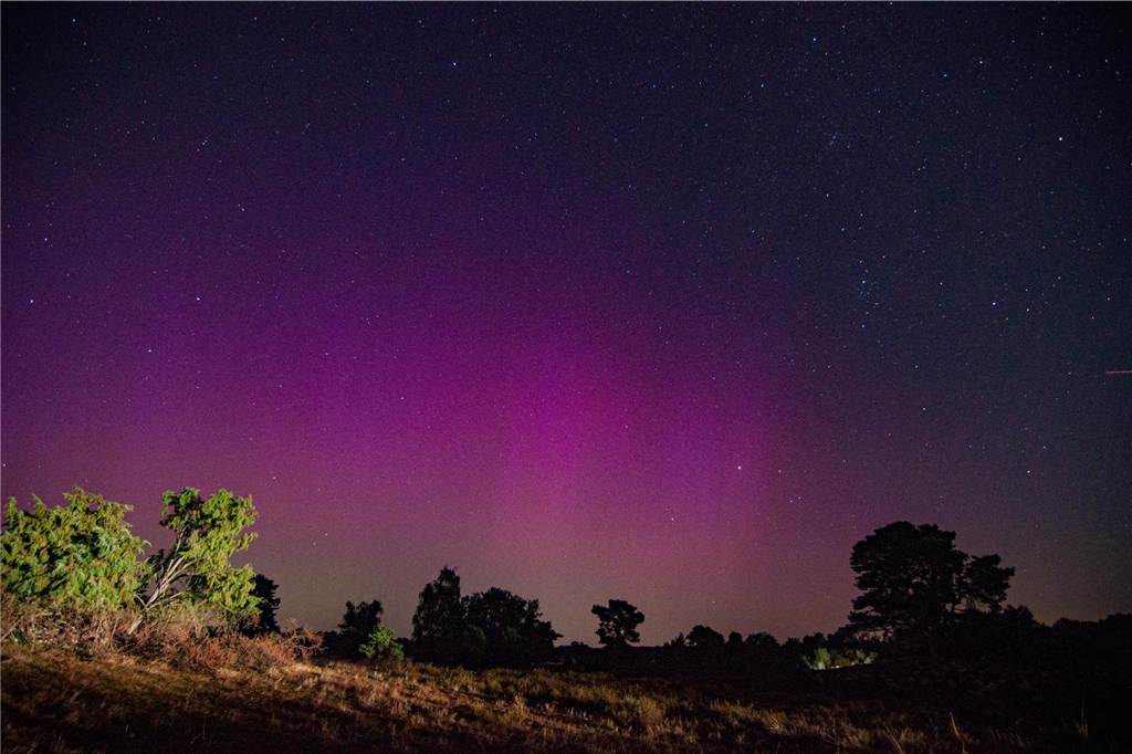 In der Nacht auf Dienstag konnte man die atemberaubende Kombination von Polarlichtern, Perseiden, der Milchstraße und Bodennebel in der Westruper Heide bestaunen. 
