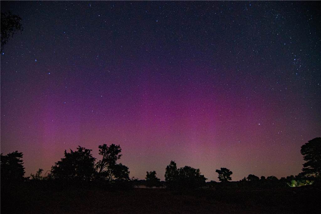 In der Nacht auf Dienstag konnte man die atemberaubende Kombination von Polarlichtern, Perseiden, der Milchstraße und Bodennebel in der Westruper Heide bestaunen. 