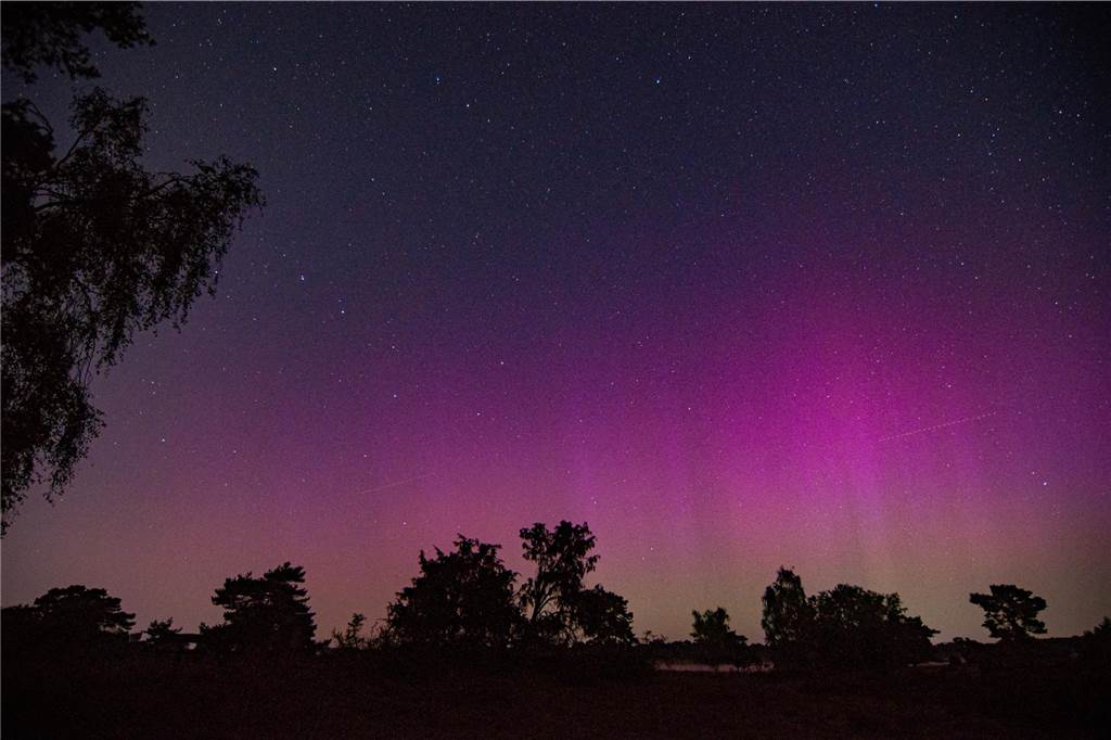 In der Nacht auf Dienstag konnte man die atemberaubende Kombination von Polarlichtern, Perseiden, der Milchstraße und Bodennebel in der Westruper Heide bestaunen. 