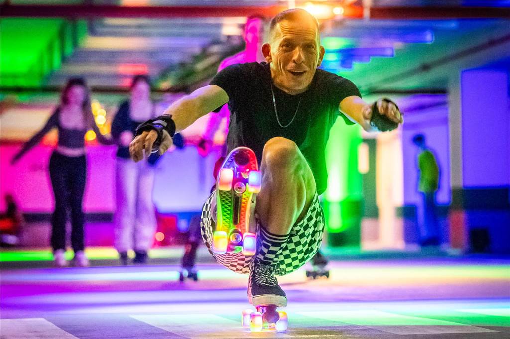 In der Tiefgarage am Westentor gab es wieder eine Rollerdisco.