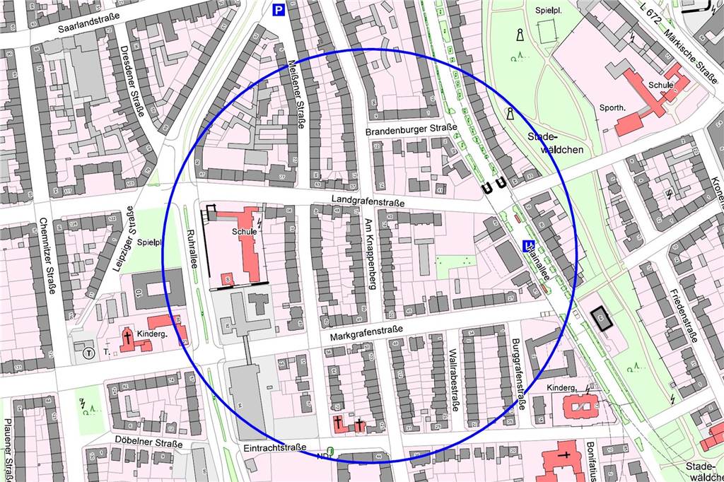 In diesem Radius um den Bomben-Fundort wurde evakuiert.