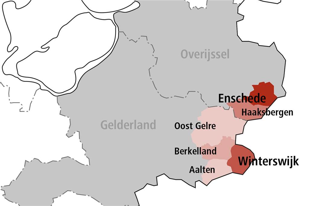 Organisierte Kriminalität: Welche niederländischen Nachbarstädte ein Problem haben Diese Grafik zeigt farblich, wie betroffen die niederländischen Kommunen sind.