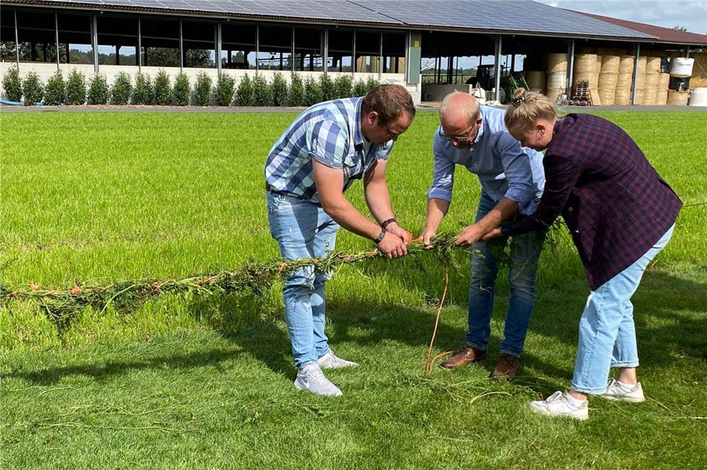 Löchte, Notnachbar, Schlepper-Konvoi: Venne-Buurn feiern echte Bauernhochzeit In echter Feinarbeit wird der Kranz gebunden.