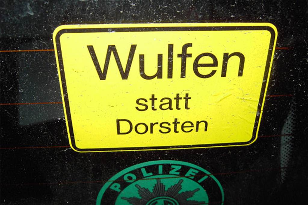 „Was haben wir davon?“ Eingemeindung stieß vor 50 Jahren auf Kritik Autoaufkleber Wulfen statt Dorsten