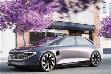 In naher Zukunft: Die E-Limousine von Byton soll 2020 zunächst in China und kurz darauf weltweit auf den Markt kommen. Das Bild zeigt die jetzt vorgestellte Studie. Foto: Byton