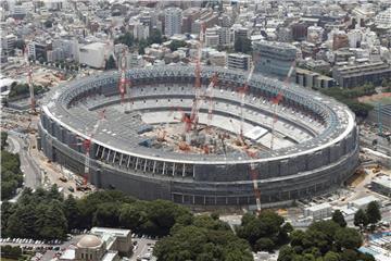 In Tokio schreitet die Fertigstellung des Nationalstadions für die Olympischen Sommerspiele 2020 voran. Foto: kyodo