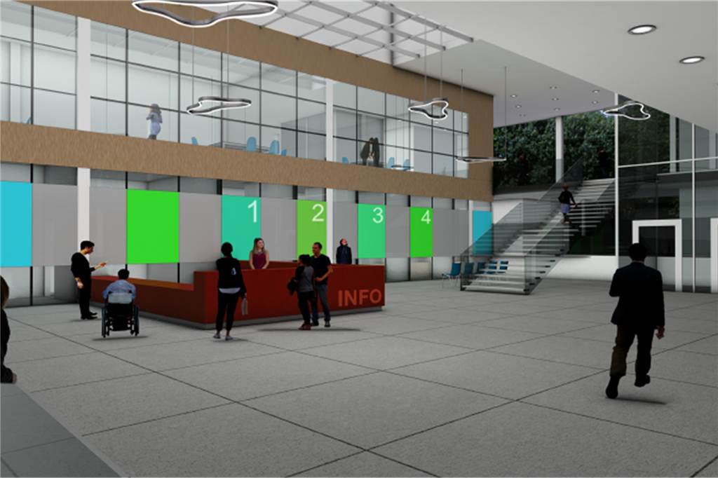 Johannes-Hospital Dortmund baut neuen Trakt komplett unterirdisch Innenansicht der neuen Empfangshalle.