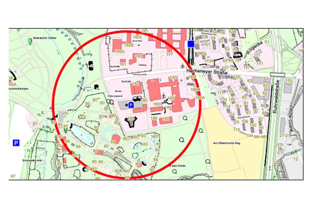 Weltkriegs-Bombe am Dortmunder Zoo gefunden – erfolgreiche Entschärfung Innerhalb dieses 300-Meter-Radius muss alles evakuiert werden. Die Zootiere müssen allerdings bleiben.