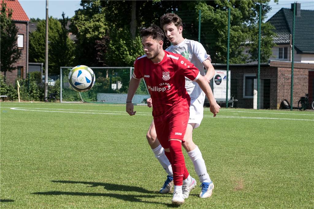 „Ich glaube, bei uns ist keiner schneller“ Joel Schwerin (v.) gehört zukünftig zum A-Liga-Kader von Concordia Flaesheim.