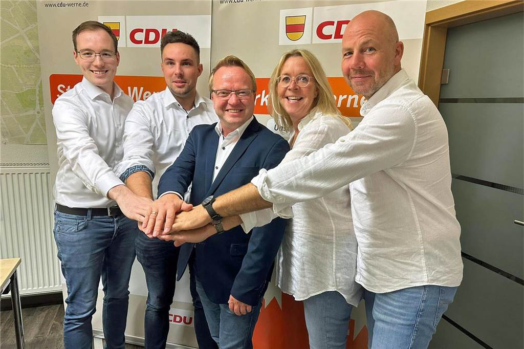 Nachfolge für Lothar Christ: Wer wird Wernes nächster Bürgermeister? Jörg Weber mit Christian Lang, Martin Cyperski, Uta Leisentritt und Markus Rusche von der CDU Werne.