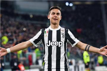 Juves Paulo Dybala jubelt über seinen Treffer zum 1:0. Foto: Alessandro di Marco/ANSA/AP