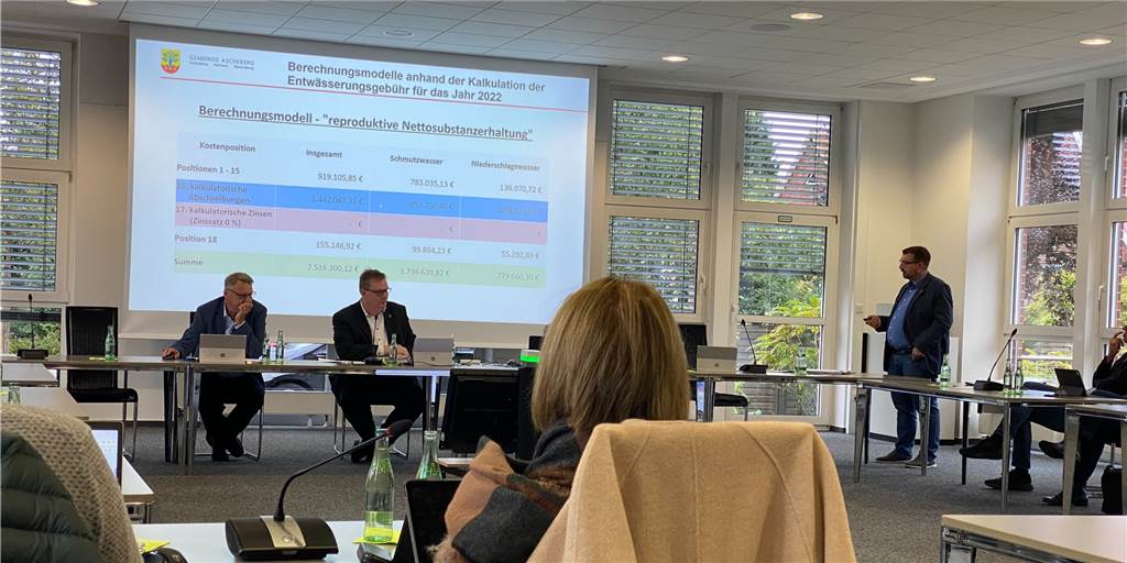Gebührensenkung in Ascheberg? Neue Lösung für Streit um fiktiven Zins Ein Mann hält einen Vortrag