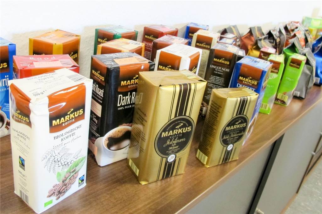 Kaffee- und Tee-Sorten, die bei Markus Kaffee produziert werden.