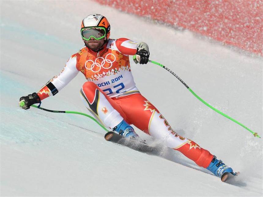 Super-G bleibt Elch-Revier: Norweger Jansrud siegt Kanadas Jan Hudec mit vollem Kanteneinsatz. Er landete auf dem dritten Platz. Foto: Justin Lane