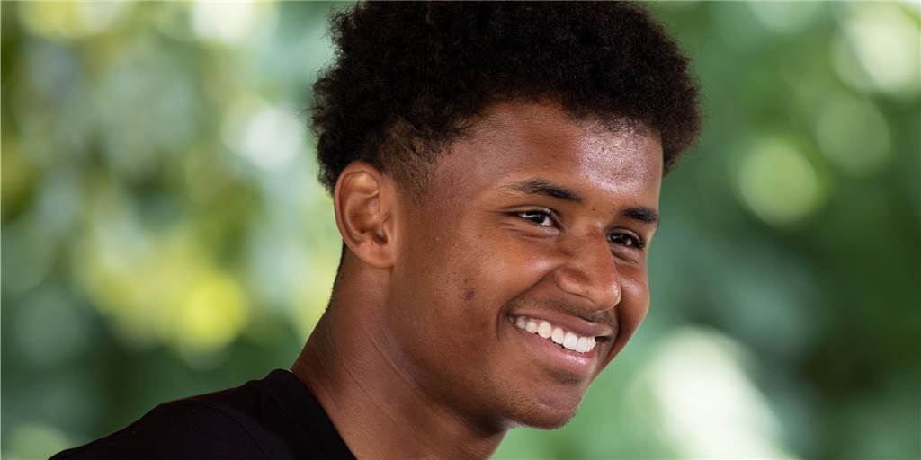 BVB-Neuzugang Karim Adeyemi will sich in den Dienst der Mannschaft stellen Karim Adeyemit während einer Medienrunde in Bad Ragaz.