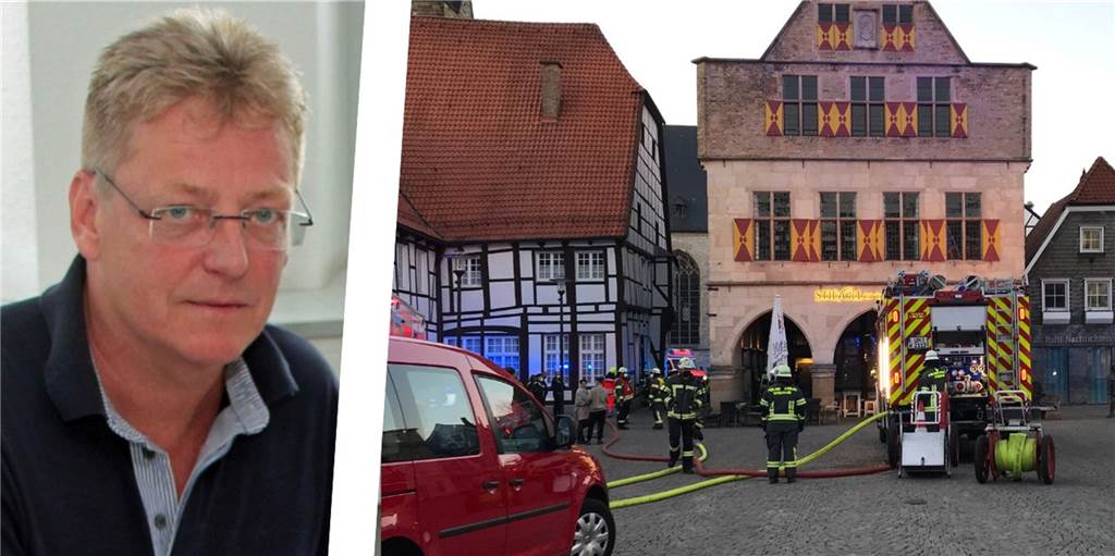 KBW-Chef zu Brandschutzproblem in Werne: Mehrere städtische Gebäude sind betroffen Fotomontage: Wernes KBW-Chef Frank Adamietz (Bild links) hat sich zu den Brandschutzproblemen kommunaler Gebäude wie etwa dem Rathaus (Bild rechts) geäußert.