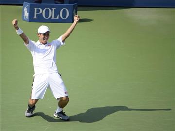 Kei Nishikori feiert seinen überraschenden Einzug ins Finale. Foto: CJ Gunther