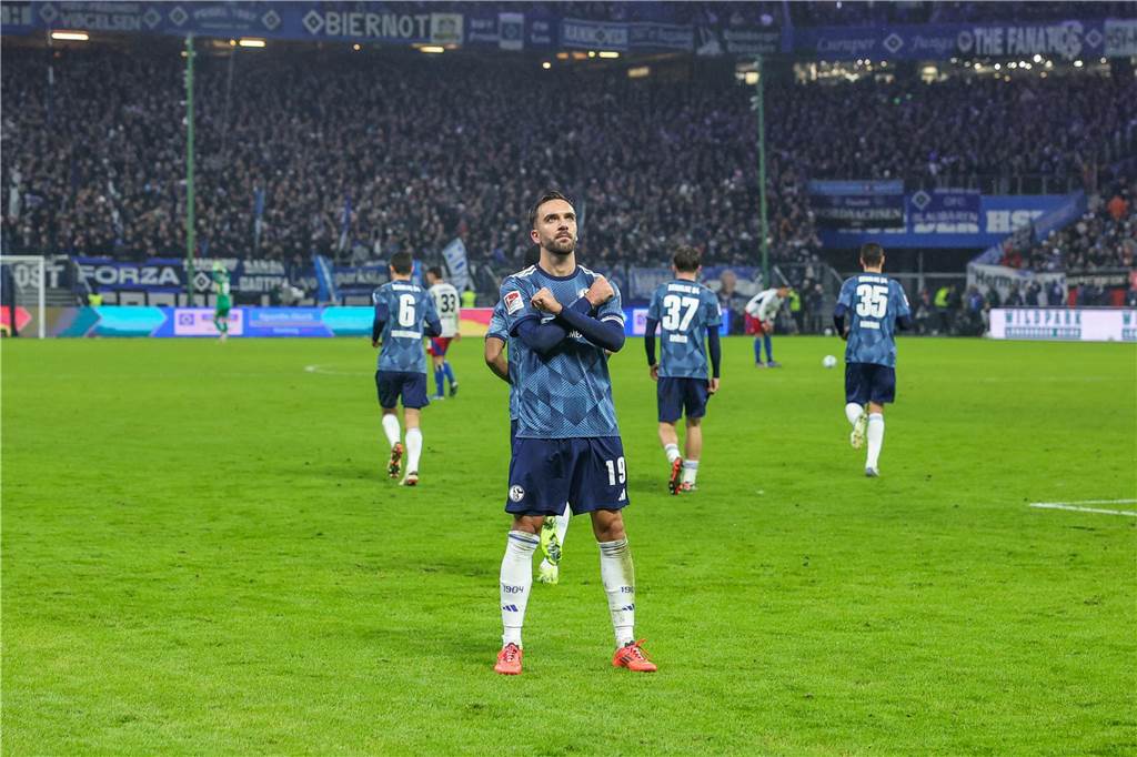 Schalke-Trainer van Wonderen verkündet sein Aus: Nach 2:2 gegen HSV Kenan Karaman sah früh die Rote Karte.