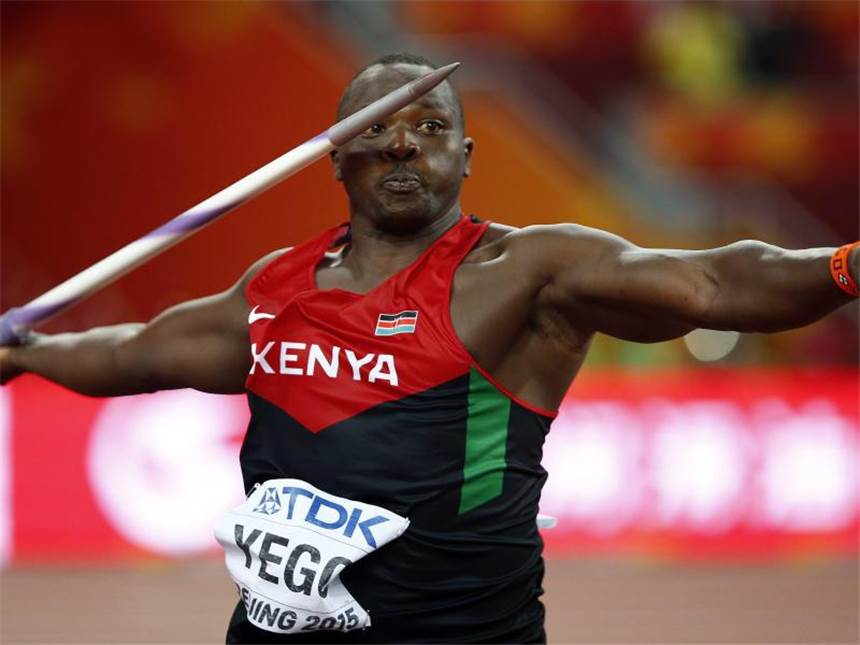 Yego jubelt über Speerwurf-Gold - Vierter Röhler happy Kenias Julius Yego warf den Speer am weitsten. Foto: Diego Azubel
