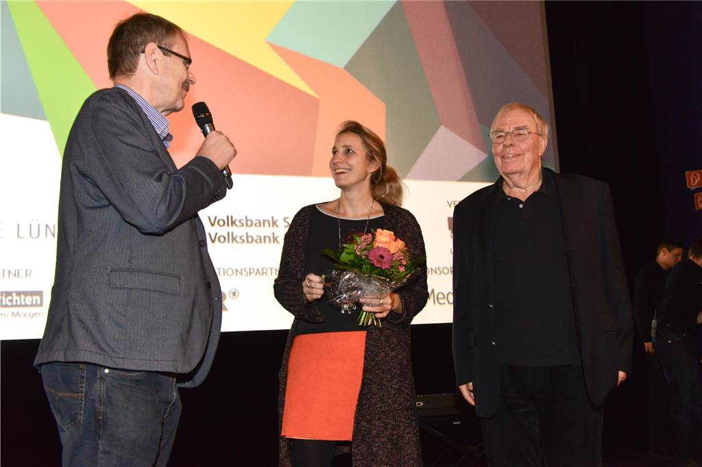 Bei Christian Bruhn singt das ganze Kino mit Kinofestleiter Mike Wiedemann (l.) interviewte nach dem Film die Regisseurin Lisa Marie Reich und den Komponisten Christian Bruhn.
