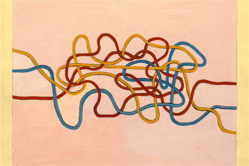 „Knot“, eine Gouache auf Papier von Anni Albers, entstand 1947. 