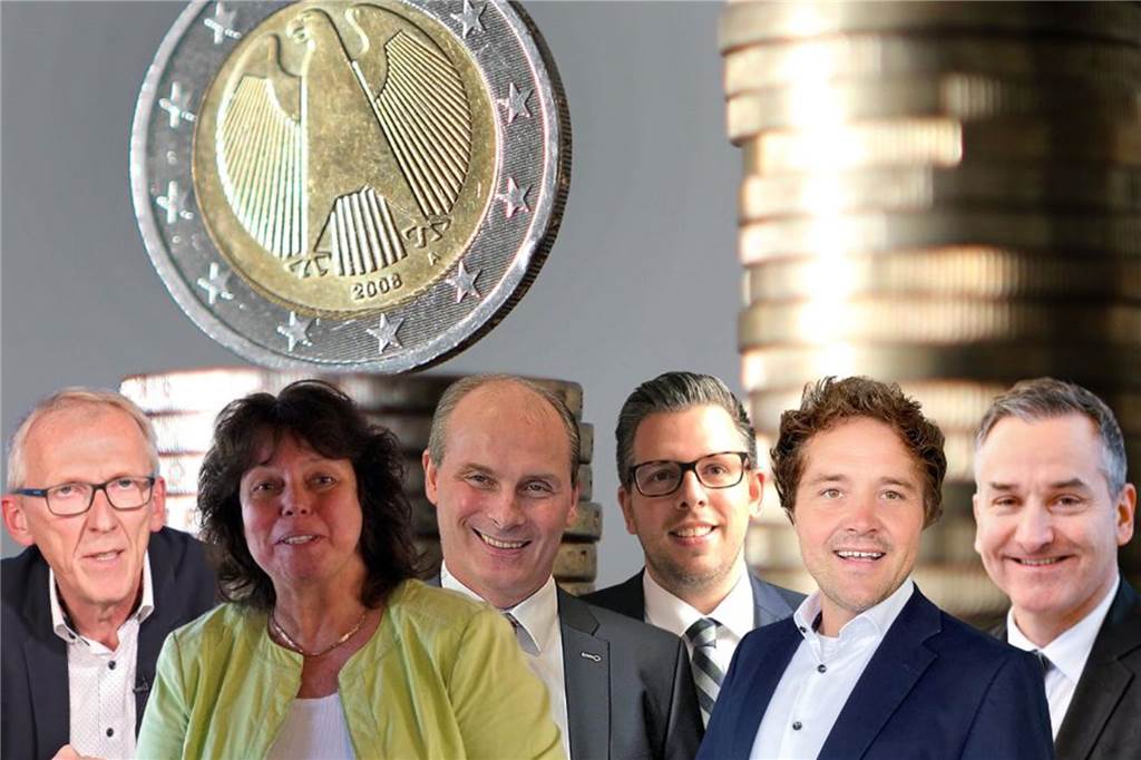 Kommunen zahlen 10 Millionen weniger an den Kreis die Kämmerinnen und Kämmerer (v. l.) Heinz-Günther Freck (Fröndenberg), Sylvia Engemann (Selm), Christian Völkel (Kamen), Niklas Luhmann (Schwerte), Marco Schulze-Beckinghausen (Werne), Dr. André Jethon (Lünen); es fehlen die Kämmerer aus Bergkamen, Bönen, Holzwickede und Unna.