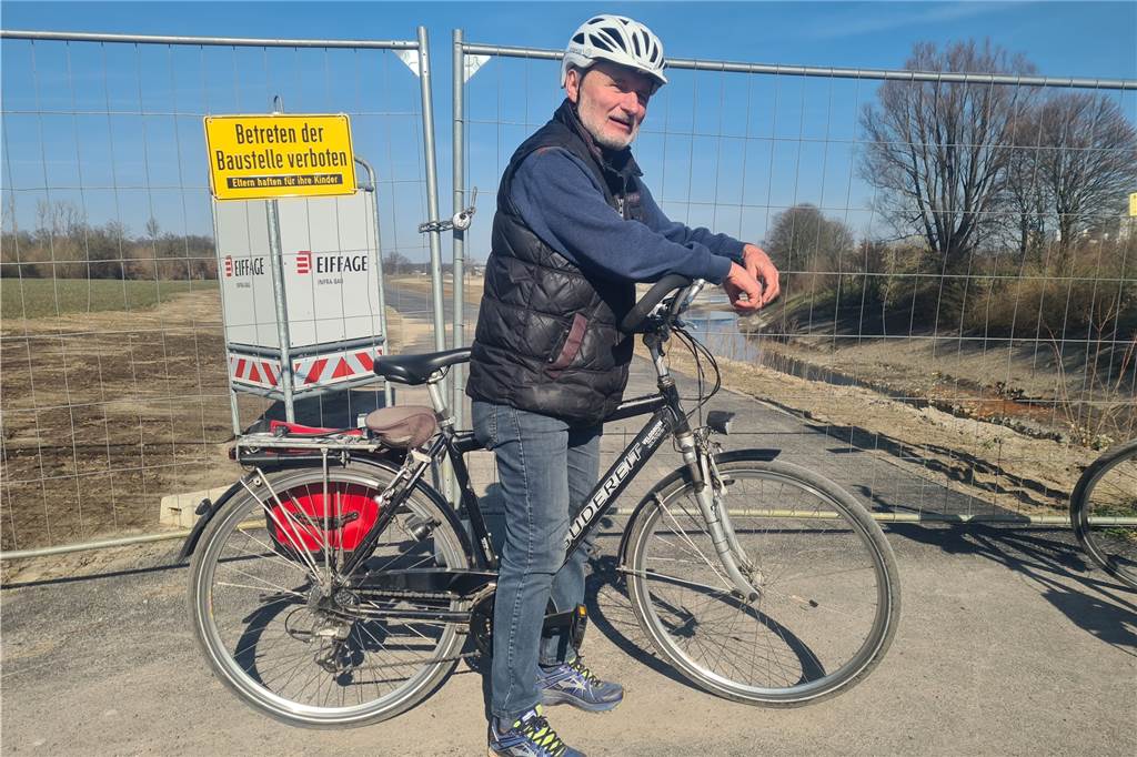 Bau des Emscher Radwegs verzögert sich: Umleitung „ist kein Vergnügen“ Kurt Ruthe aus Herten findet die Umleitung zu buckelig.