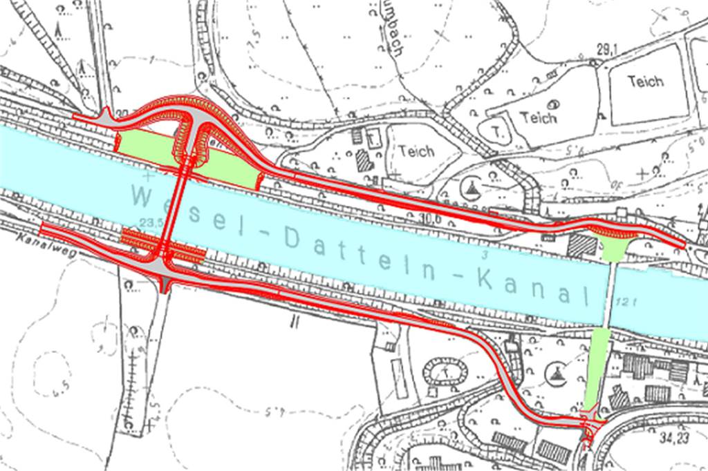 Östricher Kanalbrückenprojekt: Fragen und Antworten zum Baustart Lageplan