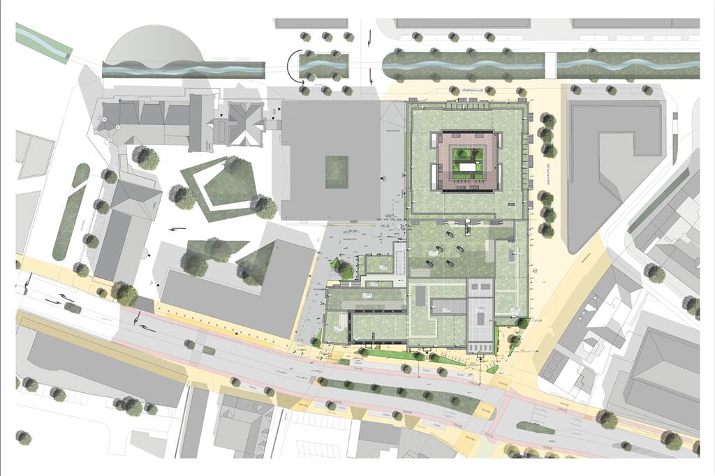 Neues Stiftsforum am Phoenix-See bekommt eine Markthalle Lageplan für das neue Stiftsforum zwischen Faßstraße (unten), Rudolf-Platte-Weg (re) und Hörder-Bach-Allee (oben).