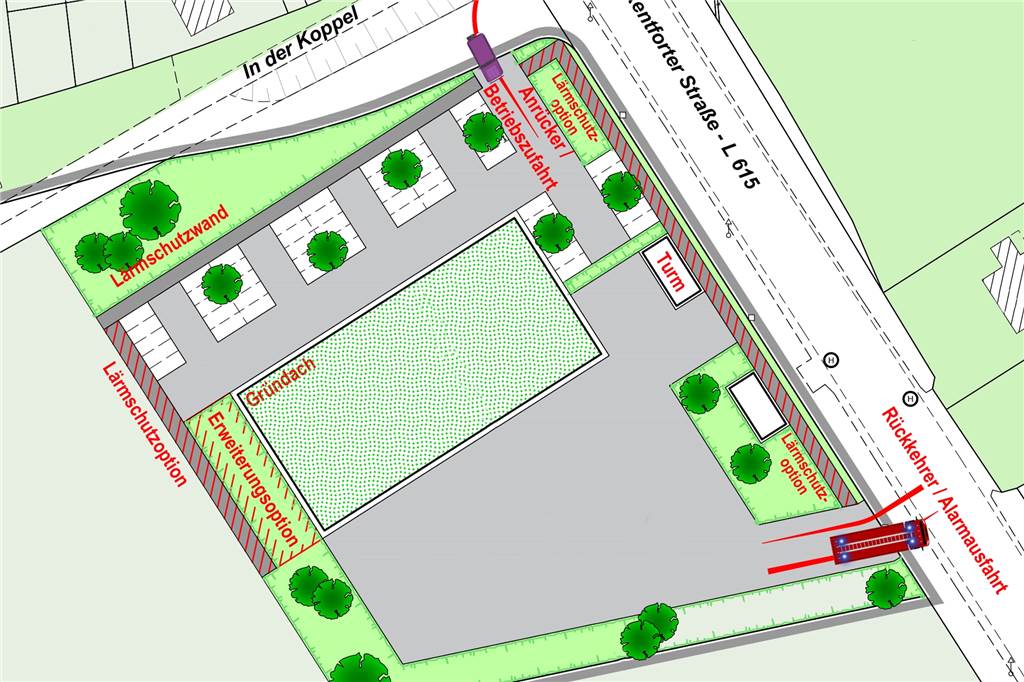 Planungen für den Neubau der Feuerwache in Kirchhellen schreiten voran Lageplan