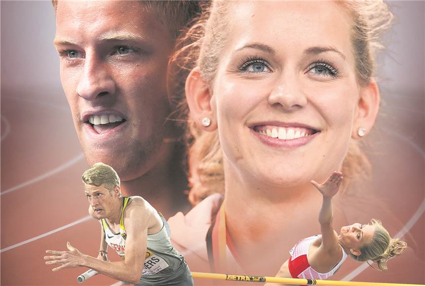 Zwei Dortmunder Leichtathleten starten bei der Weltmeisterschaft Ende des Monats in Katar Lanfsprinter Manuel Sanders verstärkt die deutsche 4x400-Meter-Staffel bei der WM, Christina Honsel die Hochsprung-Garde.Montage Klose