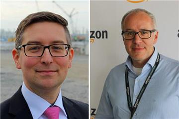 Lars Krause (links) gibt den Posten des Geschäftsführers bei Amazon in Werne nach sieben Jahren ab. Neuer Mann an der Spitze ist Thomas Weiss (46) aus Lüdinghausen.